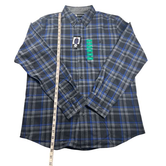 Weatherproof Plaid Button-Down Shirt Men's Large Blue and Gray New With Tags - Picture 4 of 11